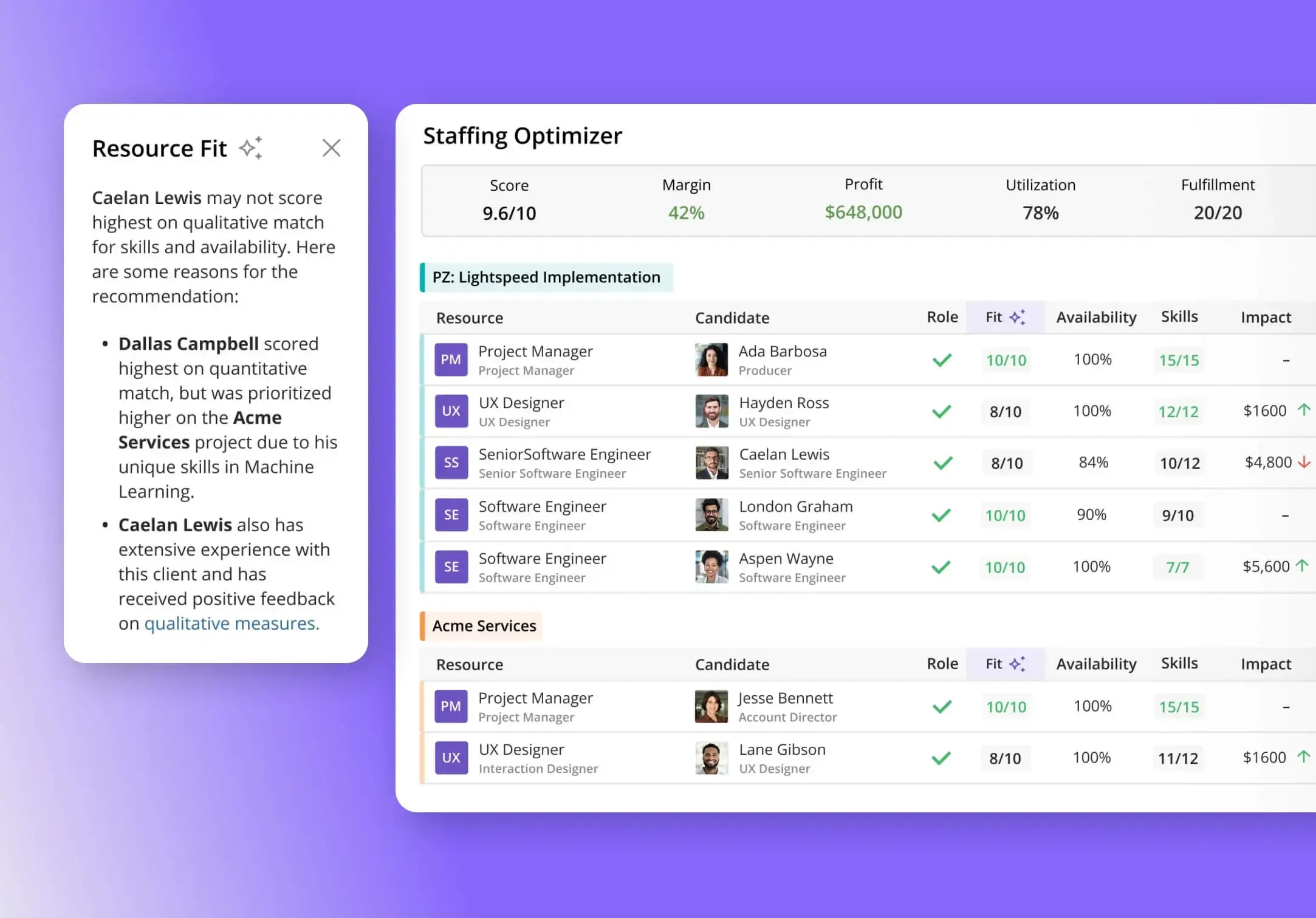 Product screenshot representing skills inventory