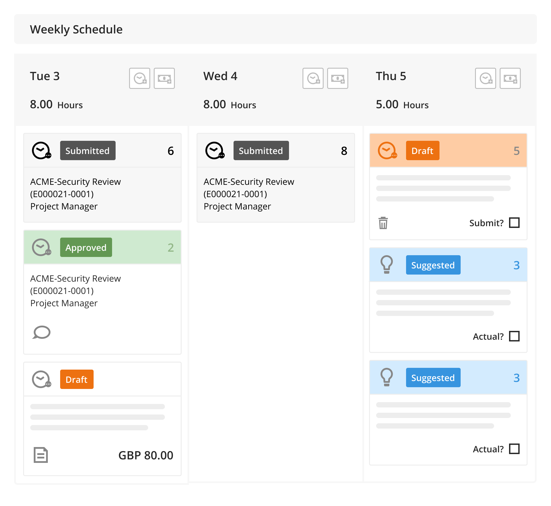 Simplify time and expense submissions